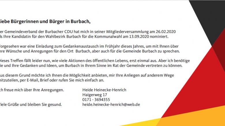IHR DORF.IHRE WÜNSCHE. Kandidatenvorstellung Burbach – Heide Heinecke-Henrich