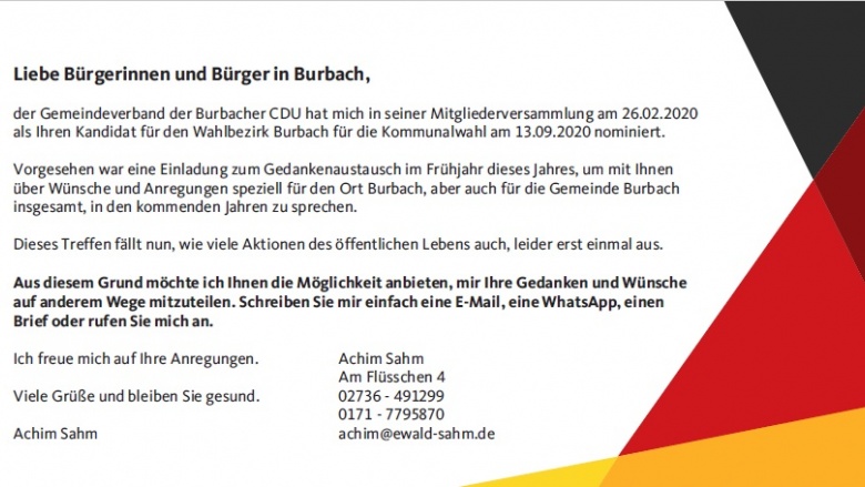 IHR DORF.IHRE WÜNSCHE: Kandidatenvorstellung Burbach – Achim Sahm