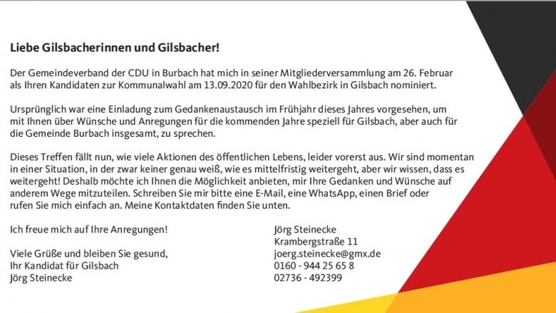 IHR DORF.IHRE WÜNSCHE. Kandidatenvorstellung Gilsbach